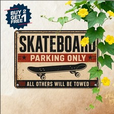 Skateboard Parking Only Sign Distressed Vintage Street Metal Plaque picture