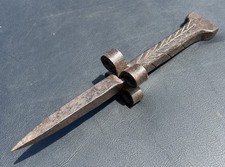 ANTIQUE BLACKSMITH HAND FORGED DENGLESTOCK SCYTHE BLADE SHARPENING ANVIL 14 1/4” picture