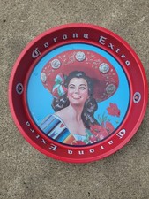 VTG 13” Corona Extra y Victoria Son Cervezas Modelo Beer Metal Serving Bar Tray picture