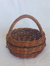Vintage Signed 1982 Lois Willow Gathering Basket Primitive Appalachian Harvest picture