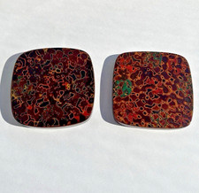 Vintage Japanese Tsugaru Nuri Lacquer Coaster Set of 2 Handmade 9cm Square picture