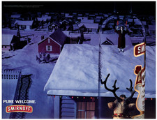 1996 PRINT AD, Smirnoff Pure Welcome Santa Sleigh Guided Onto Snow Covered Roof picture