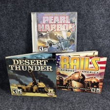 Vintage PC CD-ROM Games Lot Pearl Harbor Desert Thunder Rails Across America picture