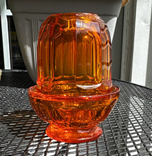 Vintage Viking Arlington Orange Glass Fairy Lamp Candle Holder picture