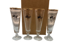 Iron City I.C. Light Beer Wild Life Pilsner Glass Gold Trim 10 oz 8.5” Tall (4) picture