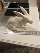 Pre Owned Vintage Beautiful Ceramic White Bunny Rabbit Large Figurine picture