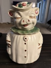 Vintage Shawnee Cookie Jar Winnie Pig Green Shamrock Clover Made In USA Pottery picture
