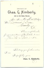 Vintage Chas. G. Kimberly 1890 CT billhead receipt picture