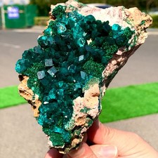 483G Natural green dioptase emerandine+azuritegemstone cluster mineral specime picture