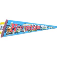 Vintage Houston Texas Felt Pennant NASA Astrodome Battleship Texas Space Age  picture