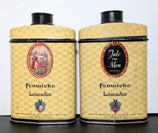 Vintage 1940s Fenwicke Lavender Talcum Powder Tins NOS Men Ladies Weave Pair picture