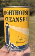 Vintage Lighthouse Household Cleaner Advertising Can NOS full picture