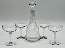 Marvelous Vintage Krosno Poland Crystal  Decanter W/ 4 Princess House Glasses picture