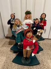 Byers Choice Lot of 6 Child Size Carolers With Risers - Nice group picture