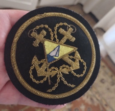 Yacht Club Patch Crest Yellow Blue Flag With Anchors Marines Mariner Vintage picture