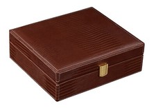 THE Alligator (Brown) Leather Cigar Humidor Gift Set picture