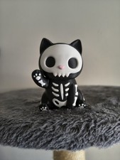 Waving Skeleton Cat Figurine 3D Printed Halloween Black Cat Cute Decor Gift 8cm picture