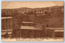 1918 Wilmington Vermont VT Vintage Postcard Mountain Mills Lumber Yard Posted picture