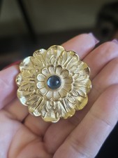 RARE FULL 1980 ESTEE LAUDER YOUTH DEW FRESCO FLOWER SOLID PERFUME COMPACT BM picture