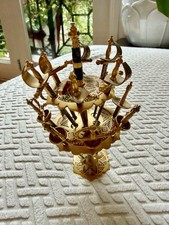 Vtg Spain TOLEDO Cocktail Picks Mini Swords Complete Set of 14 -2 Tier holder picture