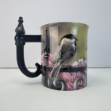Backyard Beauty Chickadee Bird Wild Wings Embossed Mug Cup Rosemary Millet picture