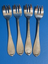 Four vintage French Ercuis silverplate dessert pastry salad forks 5 1/4