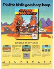 1988 Mindscape Road Runner Computer Video Game Wile E Coyote Vintage Ad picture