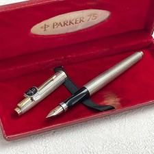 RARE PARKER 75 Cisele Sterling & 14K GF Fountain Pen 14K F Nib Made in USA BS224 picture