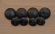 Vintage British Royal Marines Blackened Brass Buttons picture
