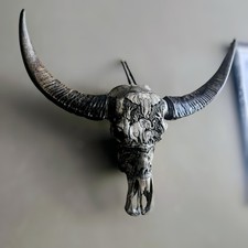 Large Hand Carved Water Buffalo Skull Elephant Motif 🐘 picture
