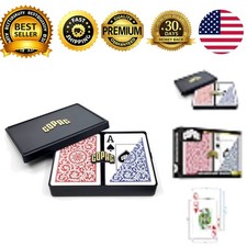 1546 Design 100% Plastic Playing Cards Bridge Size Narrow Jumbo Index Red Blue picture