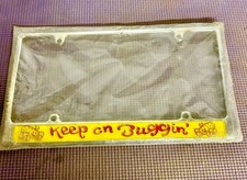 Vintage NOS Keep On Buggin License Plate Frame Volkswagen VW Bug Bus Beetle picture