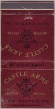 Front Strike Matchbook Cover Castle Arms Motor Hotel New Castle PA picture