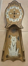 VTG Gilbert Empty Antique 12 Day Cat Wall Clock Casing With Pendulum, Folk Art picture