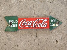VINTAGE 1950'S COCA COLA STORE DIRECTIONAL ARRO PORCELAIN ENAMEL SIGN  10