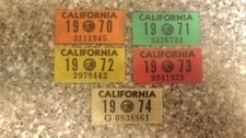 One 1970 1971 1972 1973 1974 California License Plate Sticker, Authentic picture