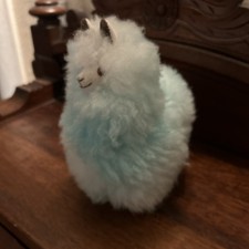  Alpaca Llama Fur Plush, Handmade & Soft, 6 x 5” Beautiful Rare Teal Color picture