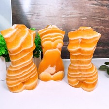 1pc  Natural yellow calcite goddess Crystal woman body carving Home decoration picture
