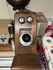 Stromberg Carlson oak wood Antique hand-crank wall telephone early 1900s picture
