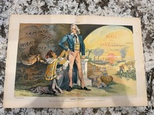 1899 PUCK LOOKING FORWARD UNCLE SAM CUBA PEACE PROSPERITY J S PUGHE PRINT picture