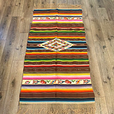 Authentic Vintage 1920-1950 Mexican Saltillo Serape 88x37  picture