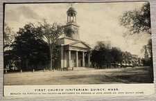 Postcard First Church Unitarian Quincy Mass Adams Presidents Entombed Here picture
