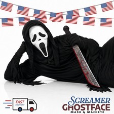 Scream Mask & Machete Halloween Ghostface Latex Screamer Mask & Prop Accessory picture