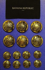 BANANA REPUBLIC Replacement buttons 14 Gold Tone Metal Buttons Good Used Cond. picture