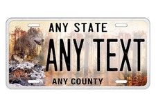 Wild Wolf in Creek License Plate Auto Car Bike ATV Keychain Fridge Magnet picture