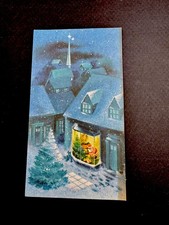 1 VTG Norcross Xmas Greeting Card Santa Spotted Dropping Off Presents Under Tree picture
