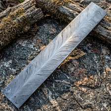 12x2 in Hand Forged Blank Billet Bar Damascus Steel Knife Making Feather Pattern picture