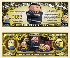 100 Pack Minions Rise of Gru Money Collectible Novelty 1 Million Dollar Bills picture