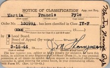 1946 Martin Pyle IV-F Draft Notice Coatesville PA DSS Form 57 + Envelope picture