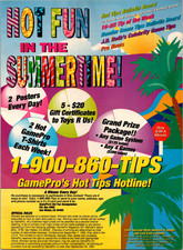 GamePro Magazine 1993 Hot Tips Hotline Vintage Print Ad Nintendo Sega Summer picture